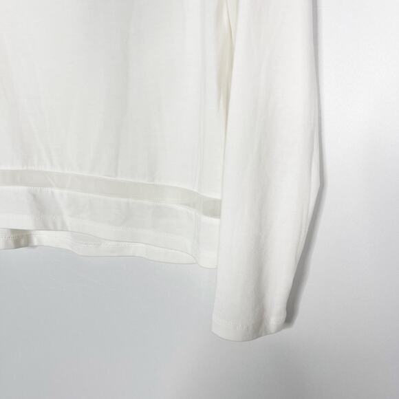 Athleta Small White Essence Mesh Trim Long Sleeve Top Crew Neck Lyocell Stretch - Picture 5 of 10